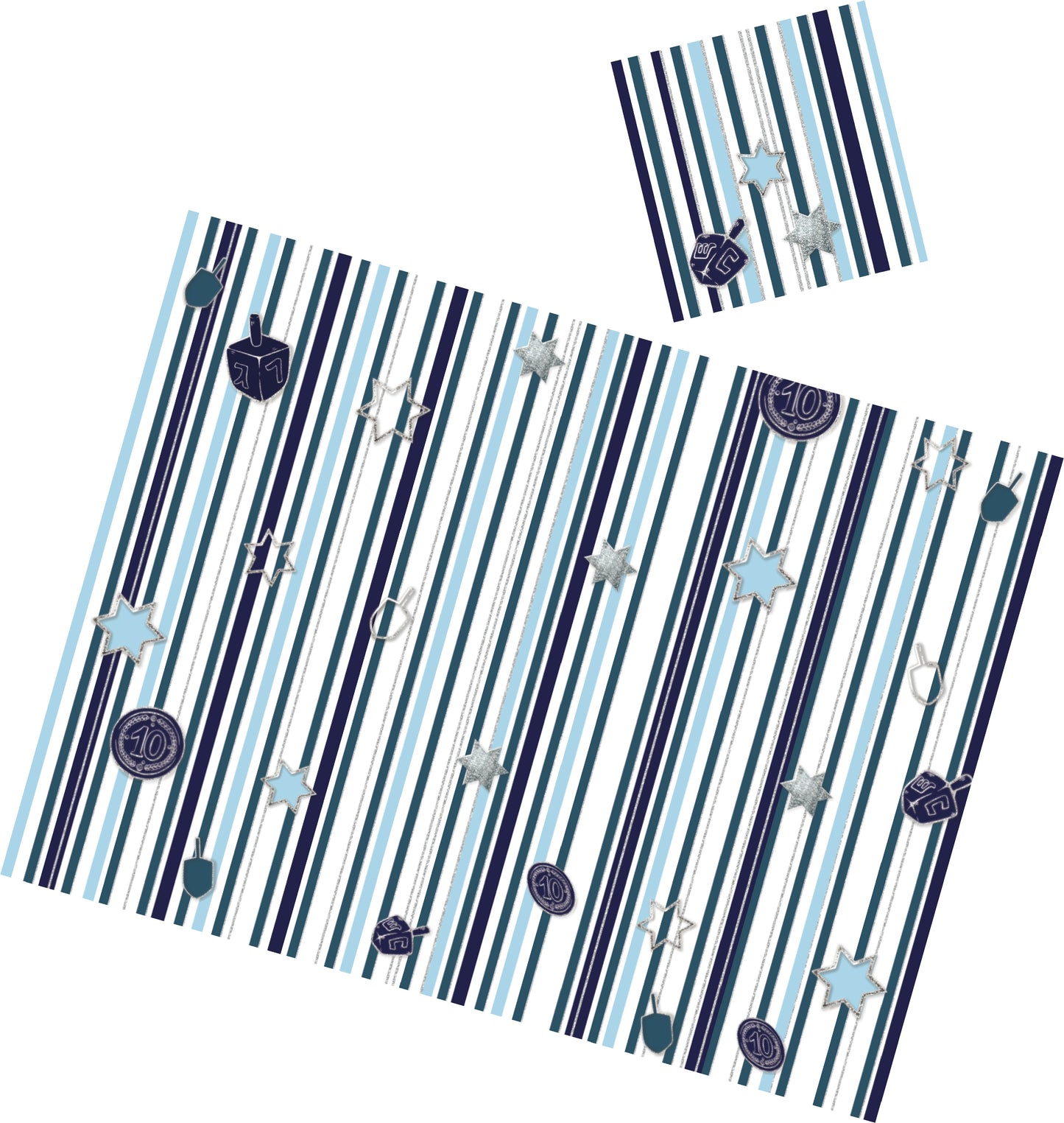 HANNUKAH BLUE AND SILVER STRIPES PAPER PLACEMAT