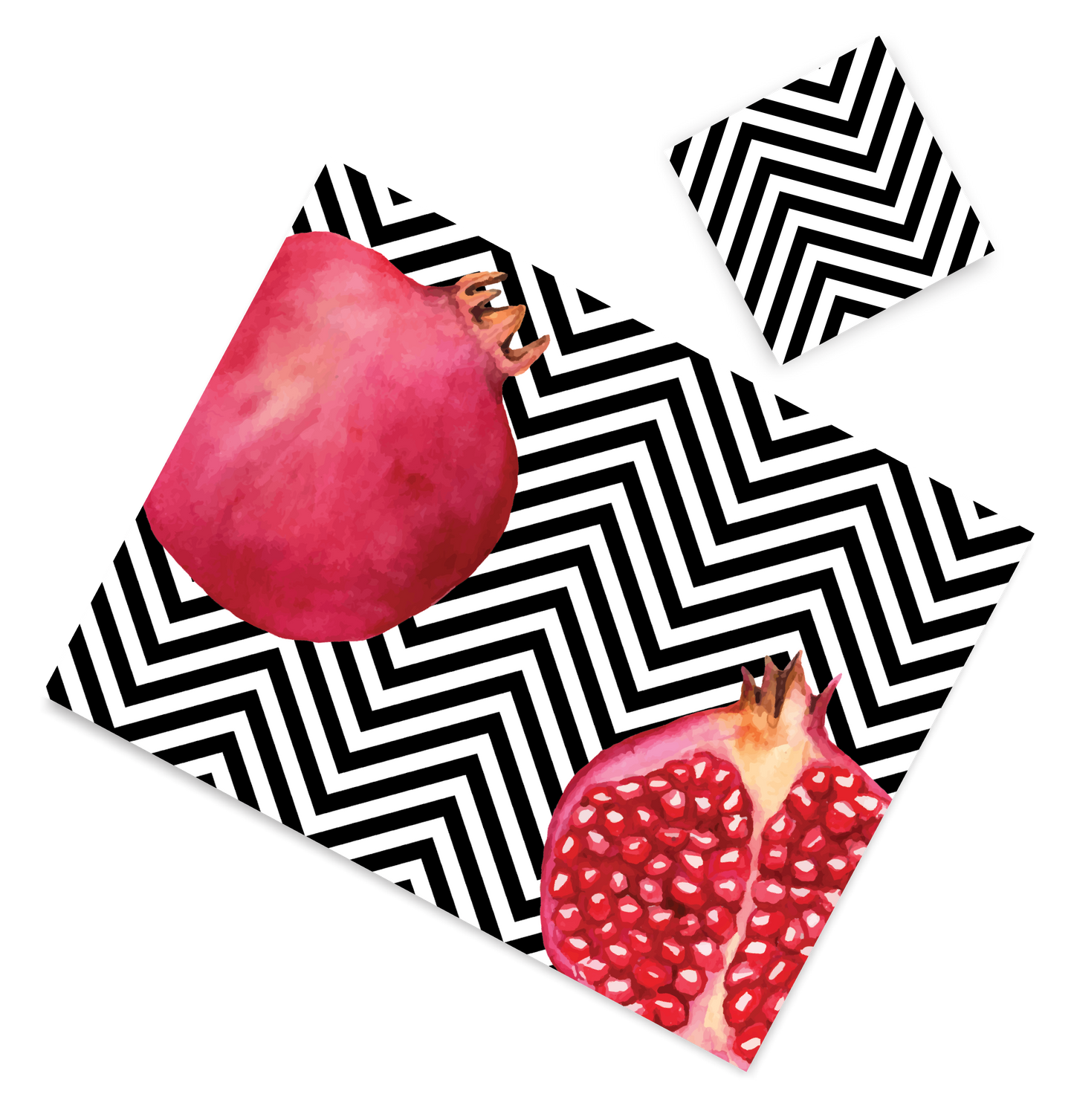 POMEGRANATES WITH B/W STRIPES PAPER PLACEMAT