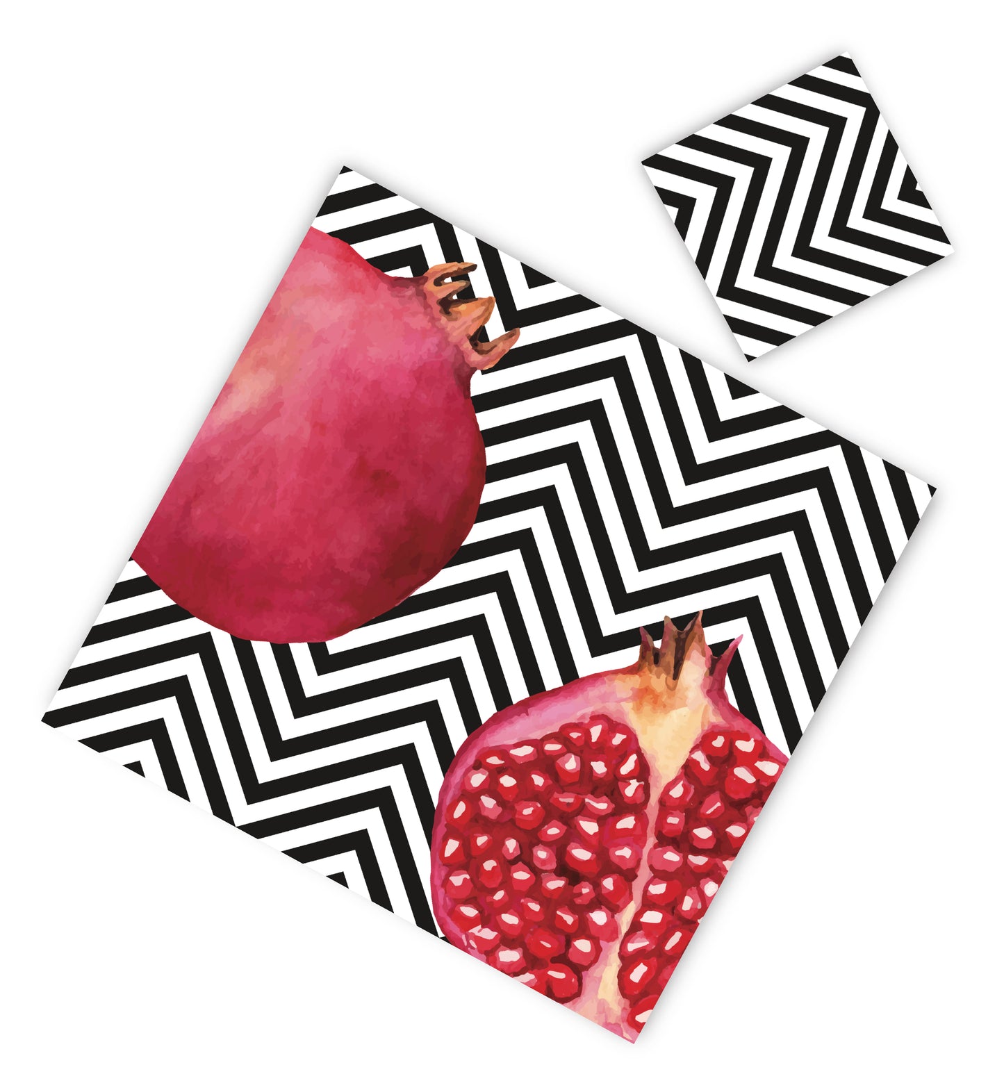 POMEGRANATES WITH B/W STRIPES PAPER PLACEMAT