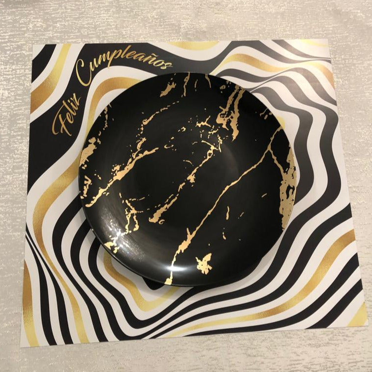 BLACK AND GOLD OP-ART PAPER PLACEMAT