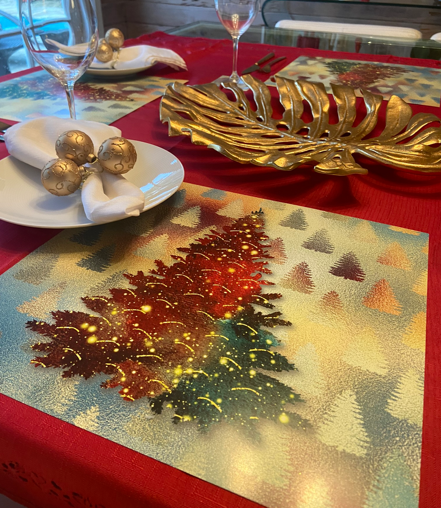 CHRISTMAS TREE FOIL  LOOK PAPER PLACEMAT