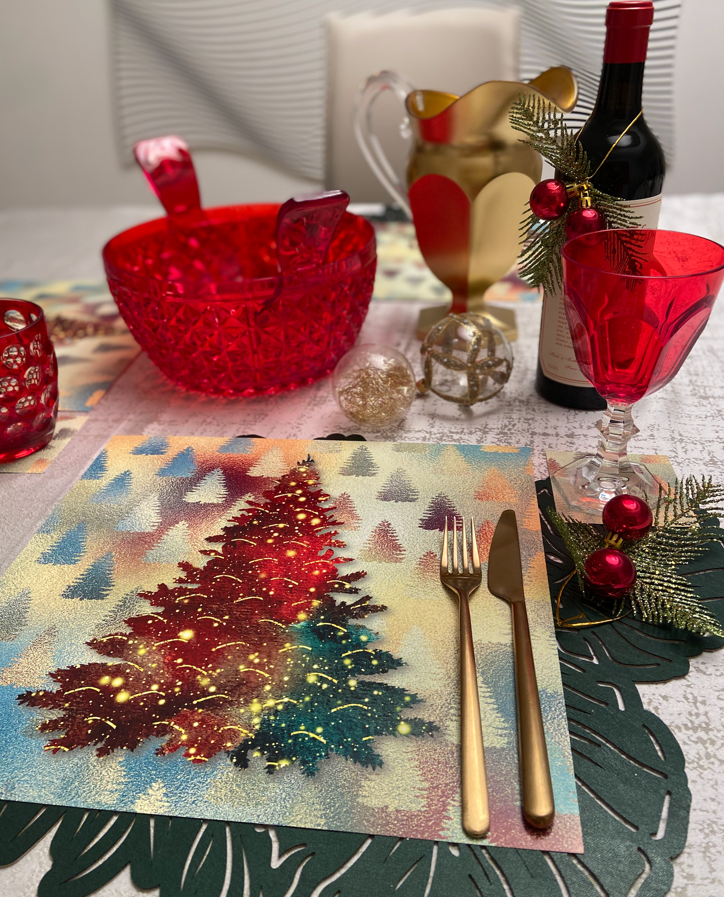 CHRISTMAS TREE FOIL  LOOK PAPER PLACEMAT
