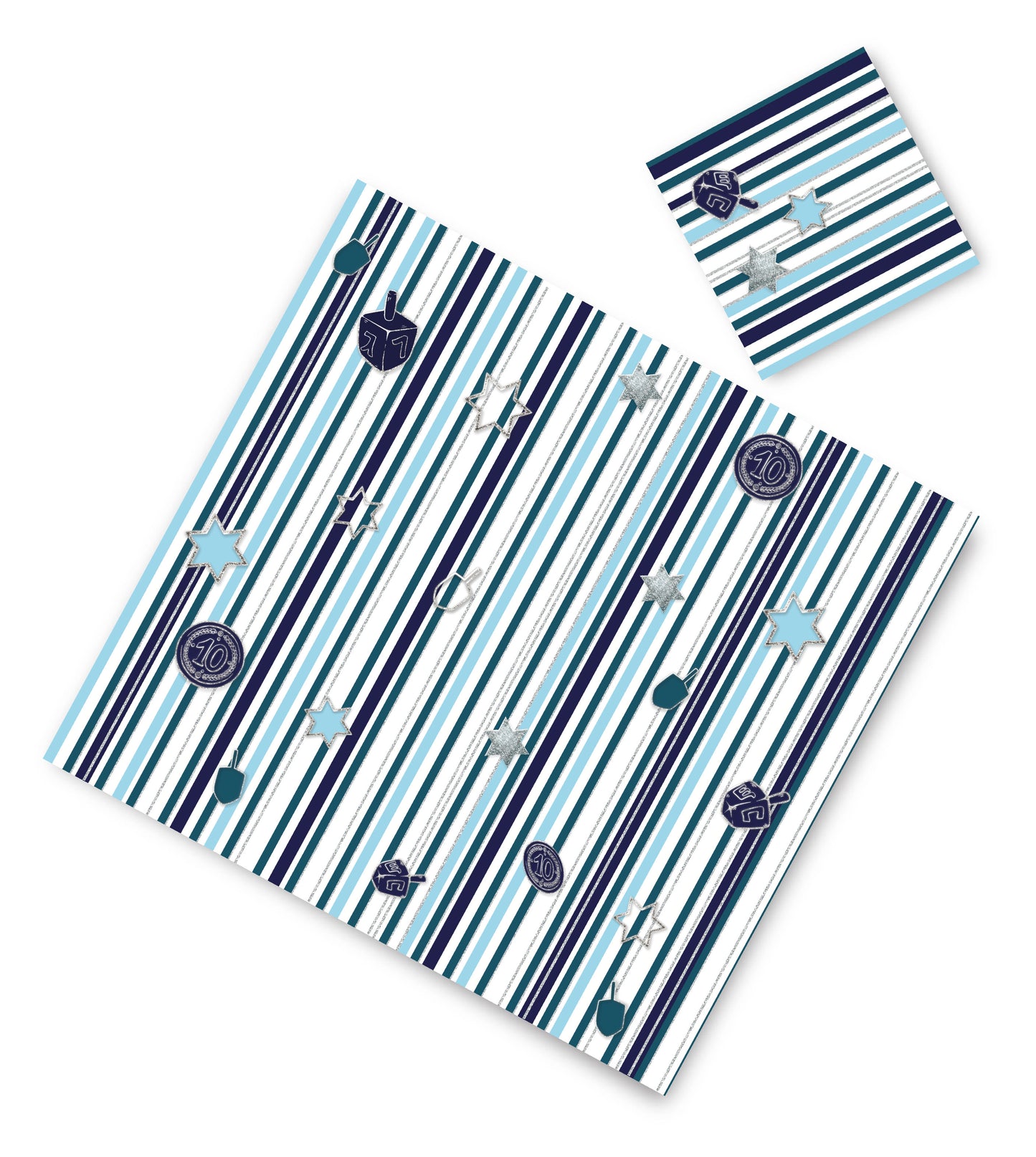 HANNUKAH BLUE AND SILVER STRIPES PAPER PLACEMAT