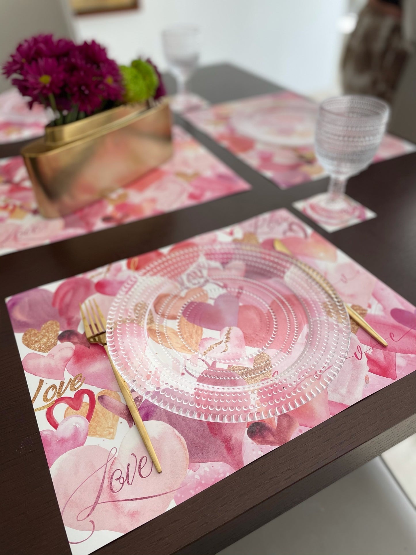 PINK HEARTS PAPER PLACEMAT