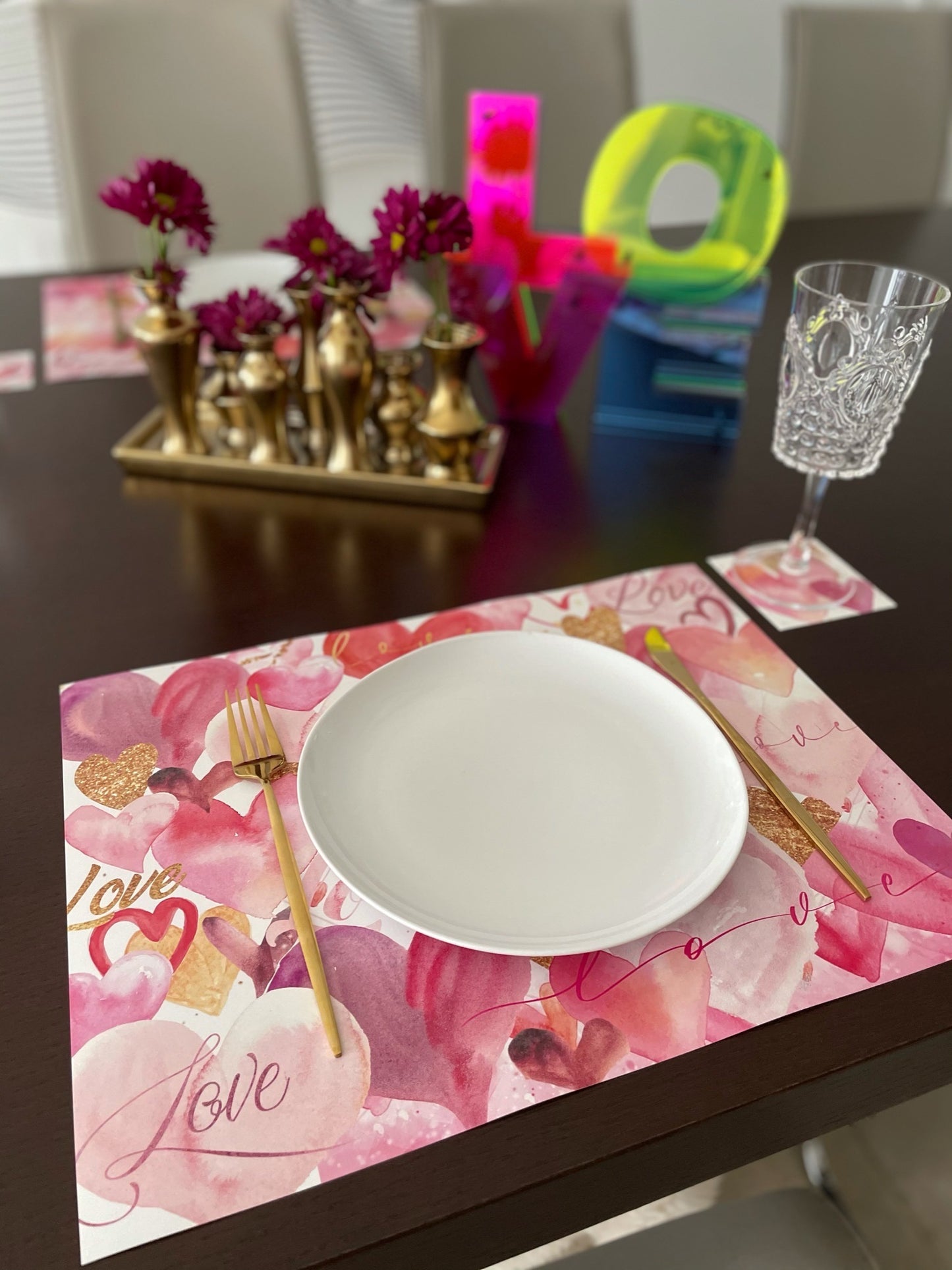 PINK HEARTS PAPER PLACEMAT